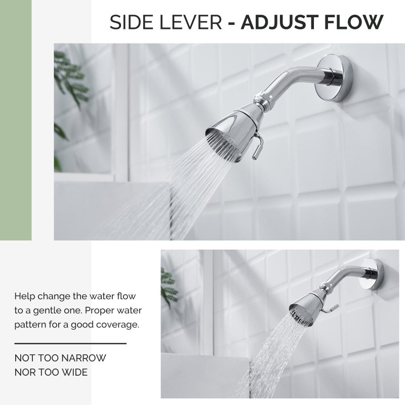 Angle Simple High Flow Shower Head, Brass Swivel Joint Adjustable Shower Sprayer, G 1/2, Chrome - Image 4